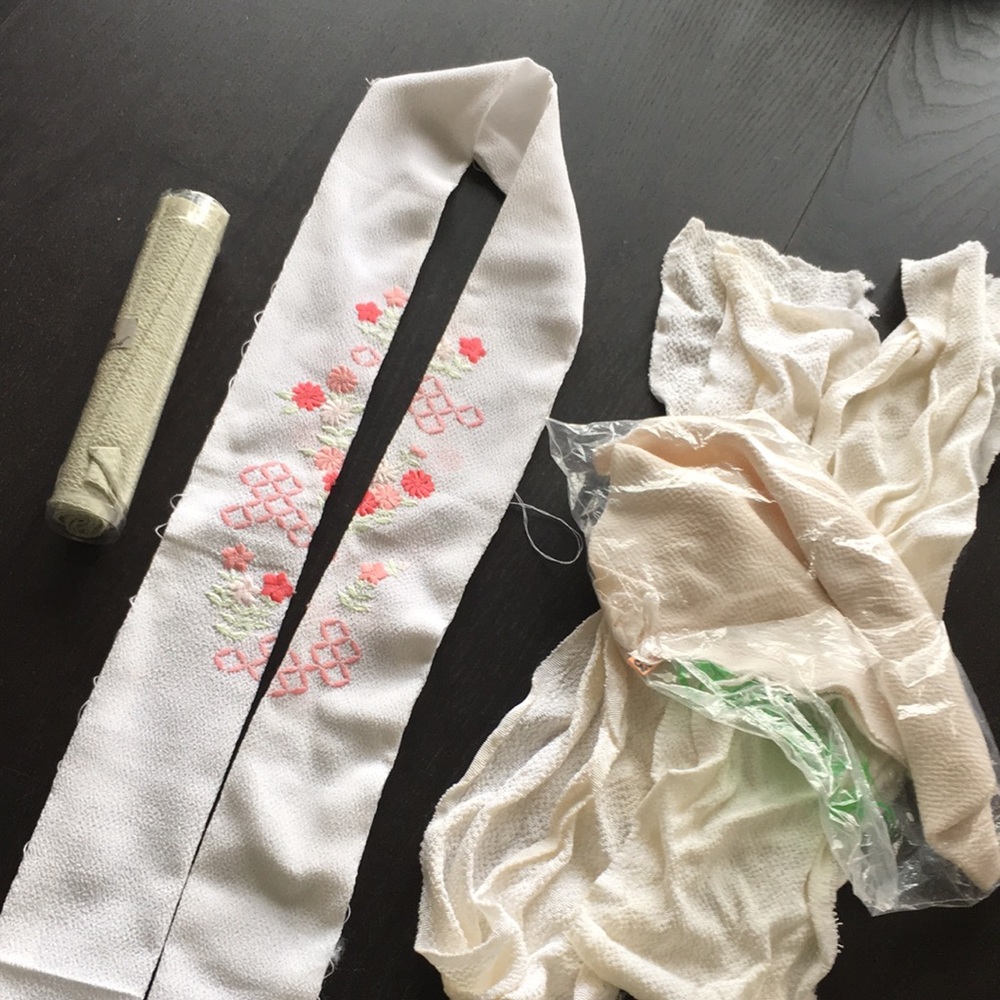 (5) chirimen Han Eri for Japanese Kimono